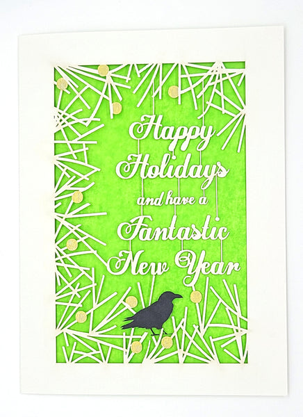 Happy Holiday's and New Year - Branches, Berries & Raven